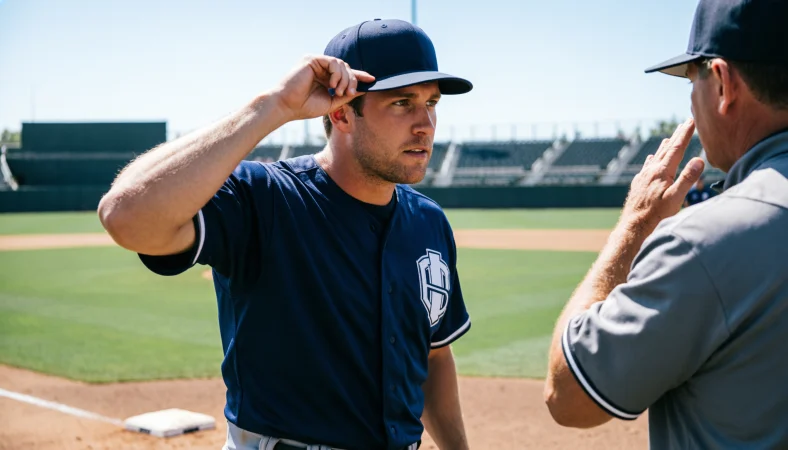 what does tapping helmet mean in baseball